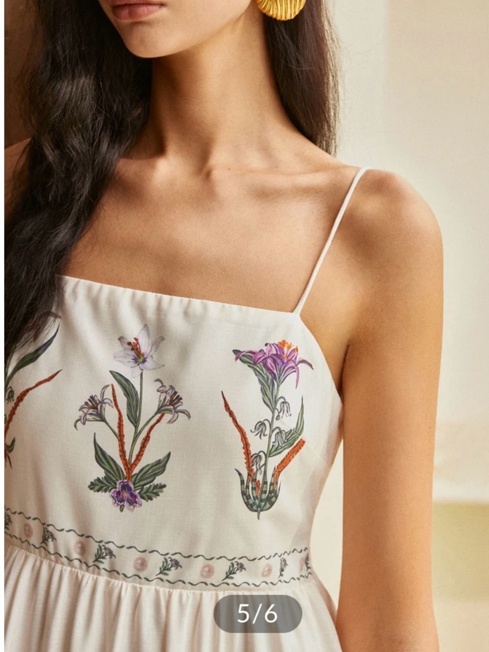 Commense Cream Maxi Dress with Floral Embroidery - Picture 5 of 12
